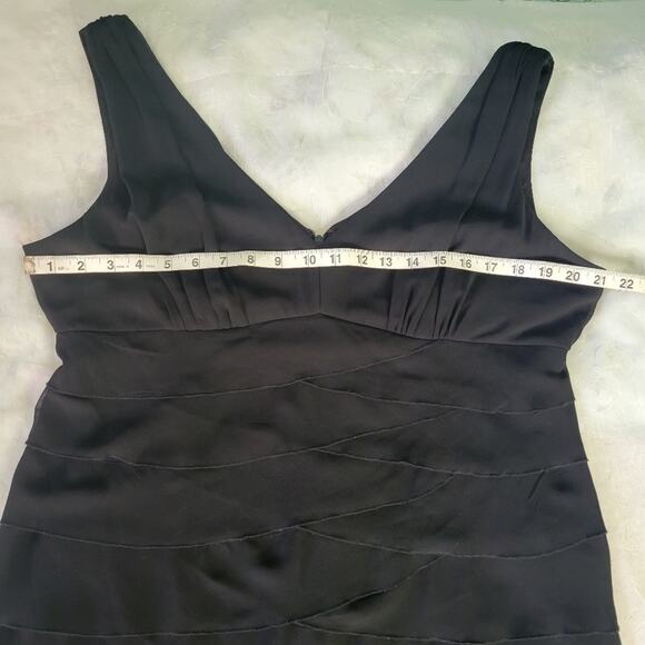 Jones New York Black Ruffle Tiered Chiffon Formal Sheath Dress Sz 16 - Picture 7 of 10